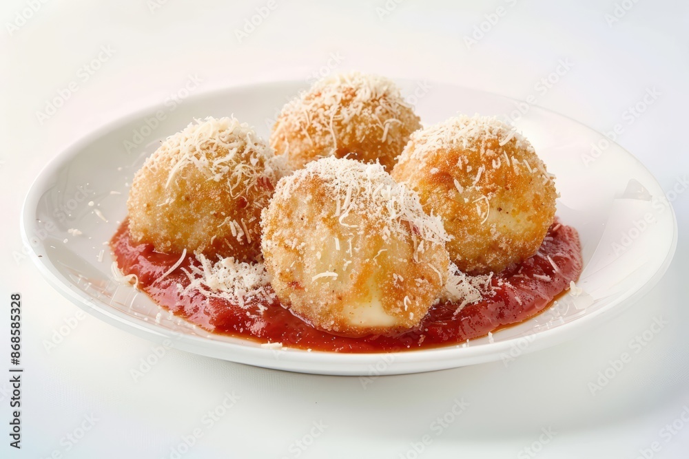 Cheese Balls Appetizer with Marinara Sauce and Parmesan Cheese Balls Appetizer with Marinara Sauce and Parmesan