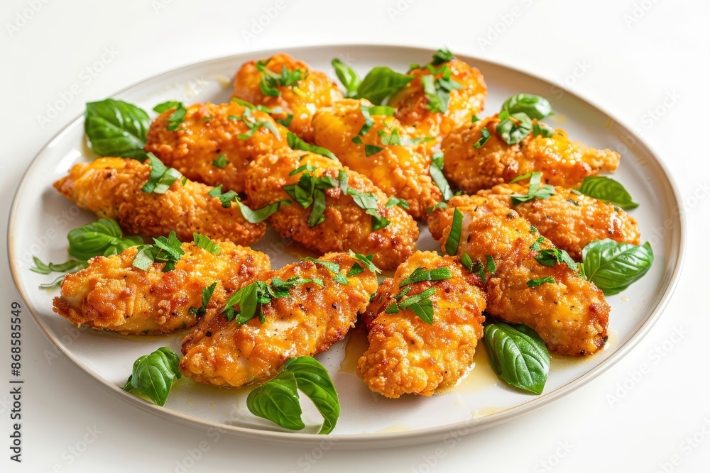 Crispy Chicken Tenders with Fresh Herb Adornments Crispy Chicken Tenders with Fresh Herb Adornments