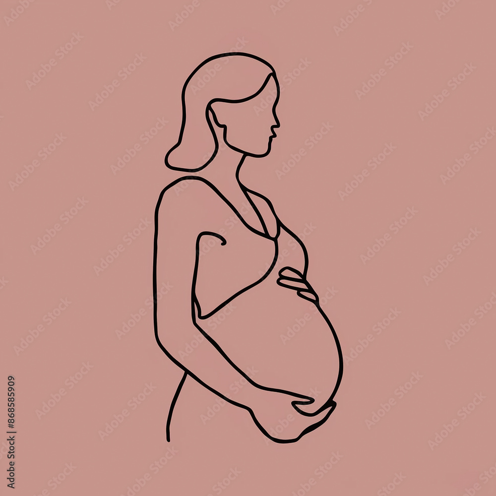 A stunning minimalist illustration featuring a pregnant woman A stunning minimalist illustration featuring a pregnant woman
