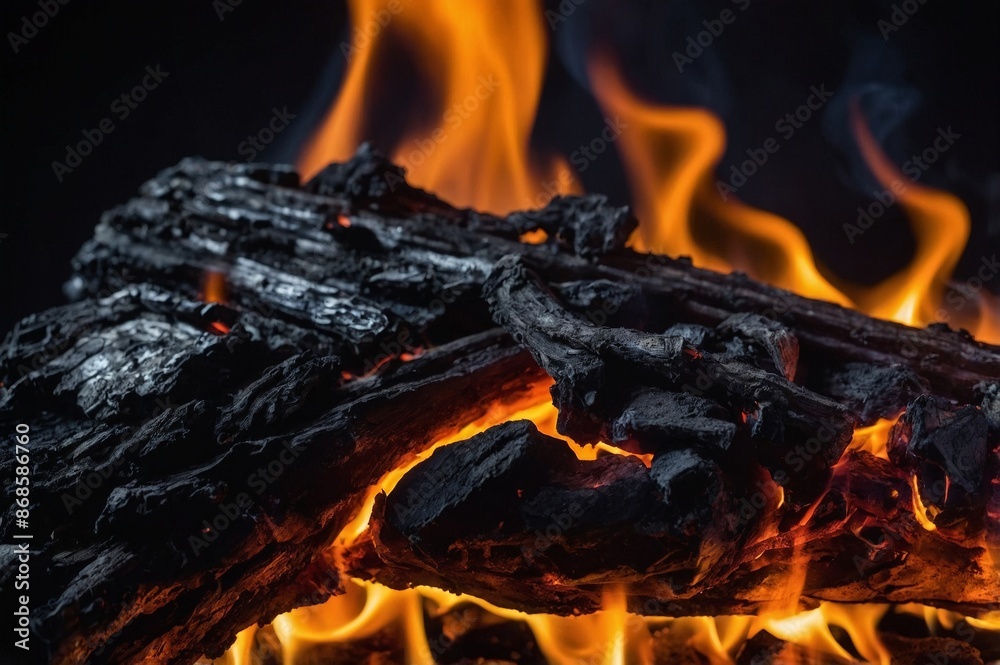 a fire burning in the darkness. It is a close-up, high-definition video of a flame
