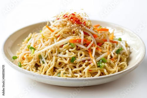 Artistically Plated Dan Dan Sesame Noodles with Nutty Sesame Dressing