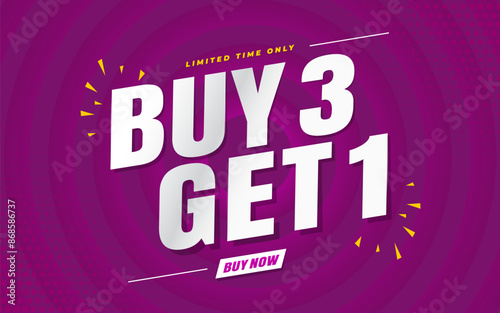 buy 3 get 1 free banner template purple