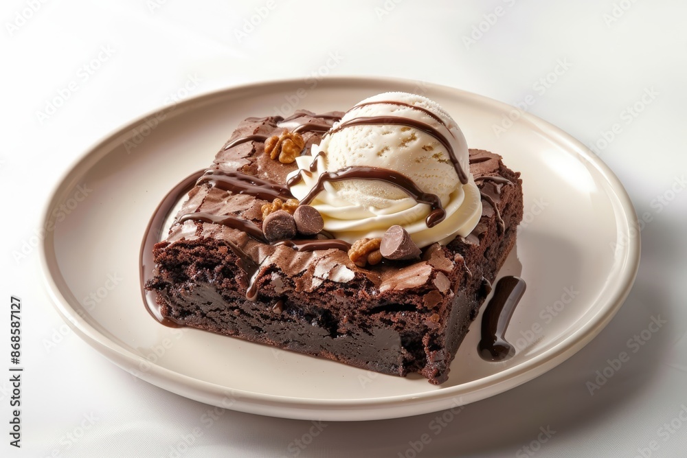 Scrumptious Dark Chocolate Brownie Sundae with Whipped Cream and Chocolate Sauce Scrumptious Dark Chocolate Brownie Sundae with Whipped Cream and Chocolate Sauce