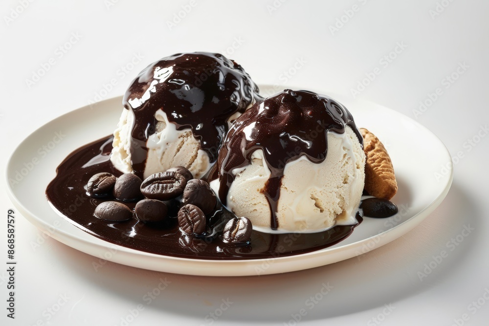 Gourmet Dark Chocolate Espresso Sundae with Creamy Gelato and Chocolate Sauce Gourmet Dark Chocolate Espresso Sundae with Creamy Gelato and Chocolate Sauce