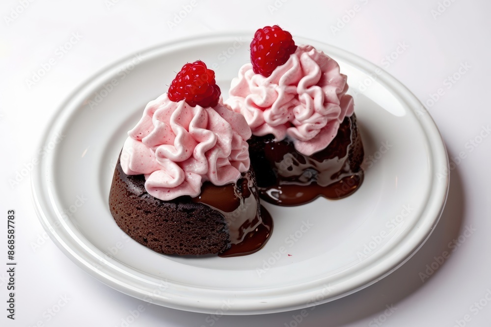 Delightful Dark Chocolate Lava Cakes with Raspberry Cream Delightful Dark Chocolate Lava Cakes with Raspberry Cream