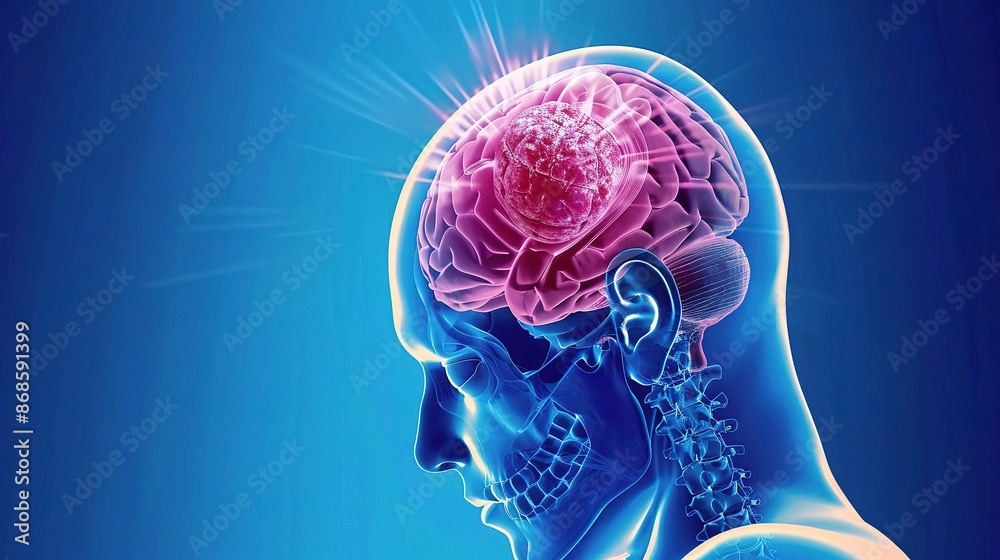 Senior patient undergoing brain tumor surgery, focused surgeon operating in a modern operating room with advanced medical equipment, hope for recovery Senior patient undergoing brain tumor surgery, focused surgeon operating in a modern operating room with advanced medical equipment, hope for recovery