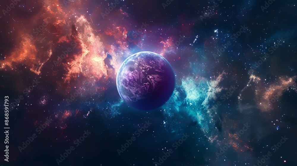Unknown Planet in Cosmic Nebula: Astral Cluster of Stars, Outer Space Background Unknown Planet in Cosmic Nebula: Astral Cluster of Stars, Outer Space Background