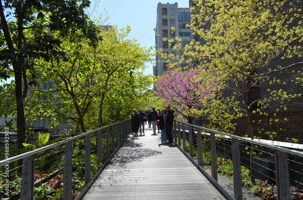 Nowy Jork, trasa spacerowa High Line wiosną