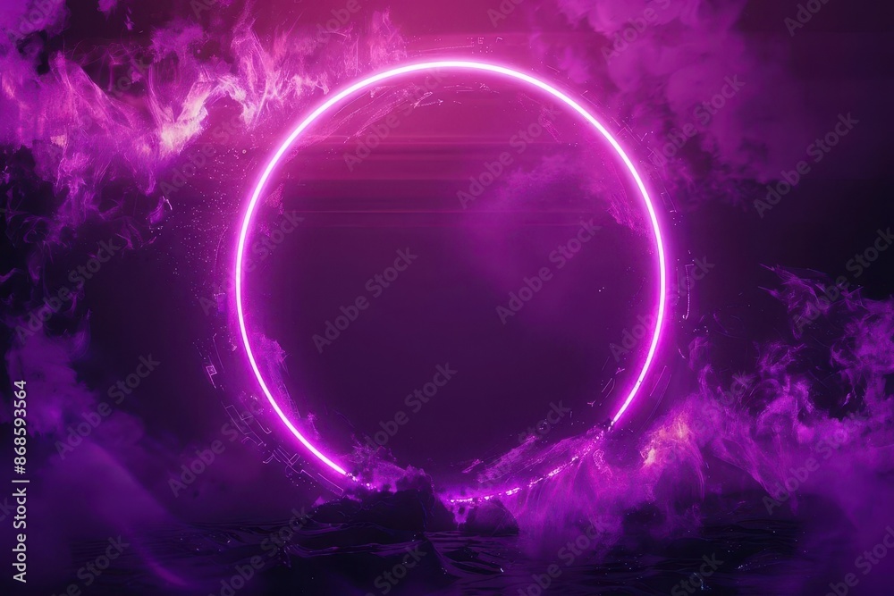 mesmerizing neon purple quantum portal glowing circular frame on dark futuristic background abstract digital illustration mesmerizing neon purple quantum portal glowing circular frame on dark futuristic background abstract digital illustration