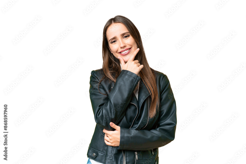 Young beautiful woman over isolated chroma key background happy and smiling Young beautiful woman over isolated chroma key background happy and smiling