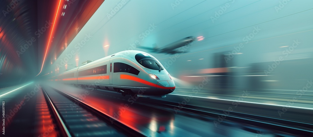 High-Speed Trains in Motion and Plane: Showcasing Convenient Transportation, Technological Advancement, and the Integration of Air and Rail for Efficient Mobility