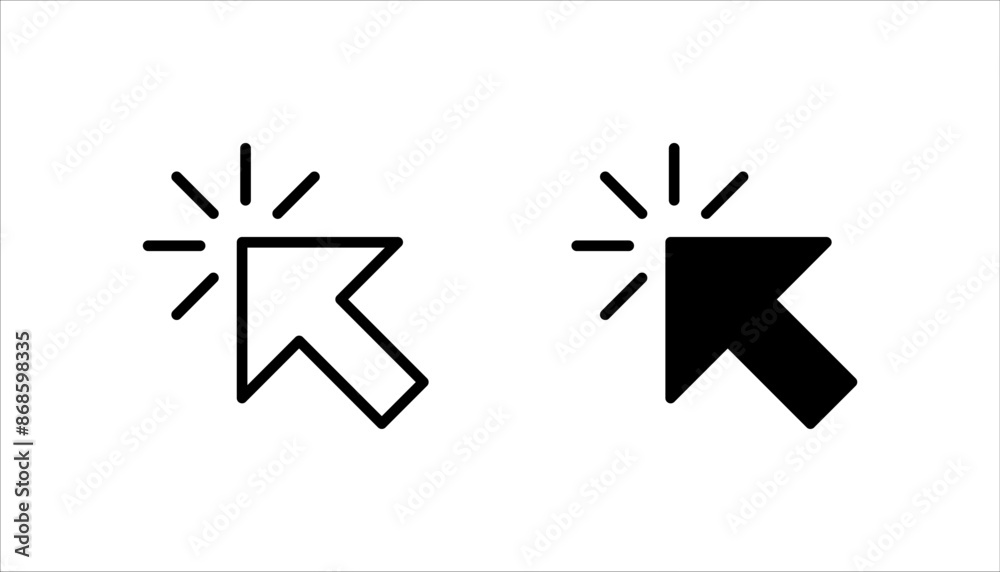 Click icon set, pointer arrow icon, cursor icon vector, on a white background.