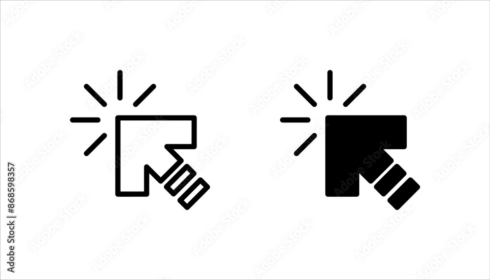 Click icon set, pointer arrow icon, cursor icon vector, on a white background.