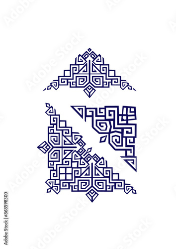  set of ornaments, 3 corners, vector