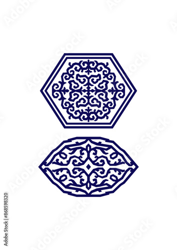 Oriental geometric ornaments, five type 