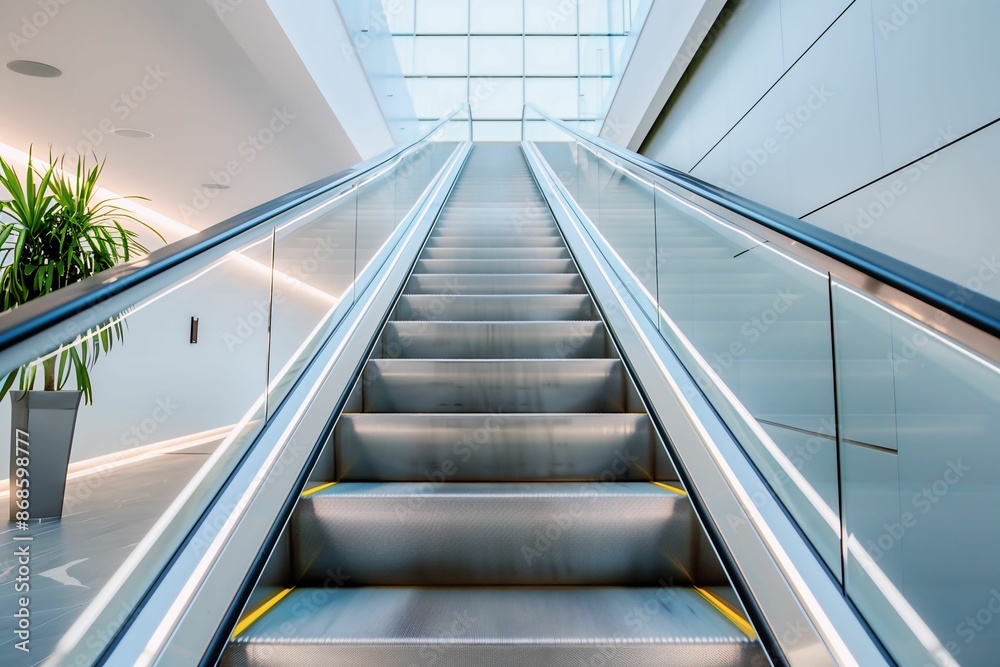 Modern Escalator in a Contemporary Building Modern Escalator in a Contemporary Building