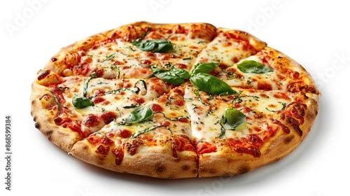 Italian pizza on white background. Created with Generative AI