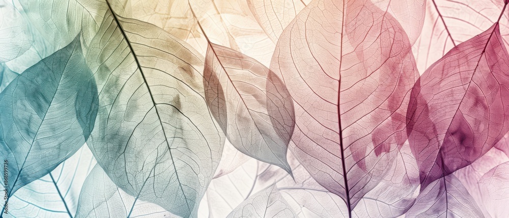 A colorful leafy background with a few leaves in the foreground A colorful leafy background with a few leaves in the foreground