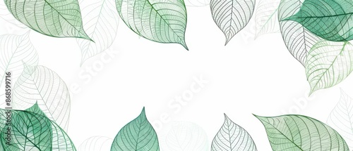 A white background with green leaves in the center