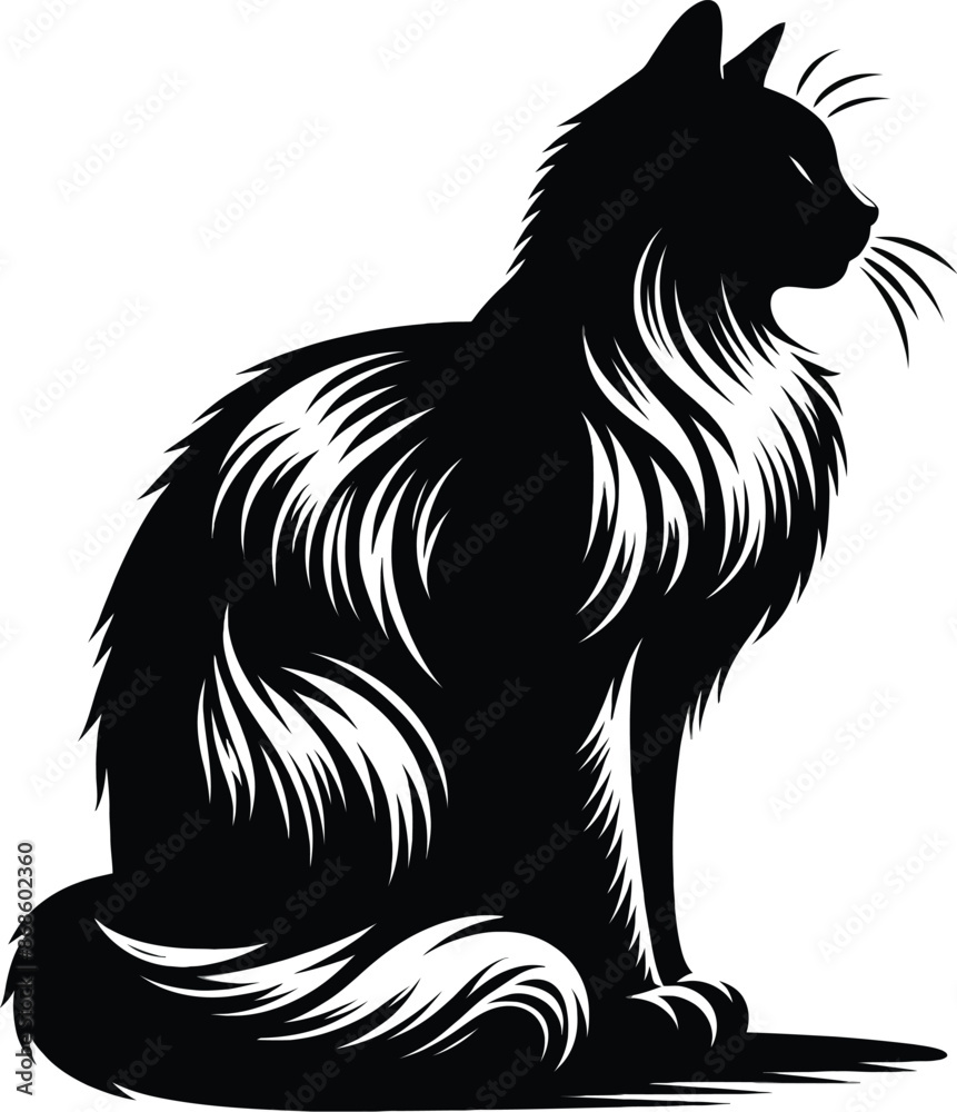 Cat silhouette vector style with white background