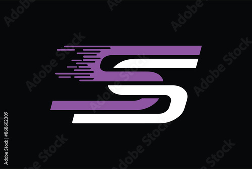 S ,SS Speed Abstract Letters Monogram Logo In speed shape	 photo