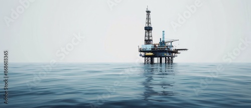 A large oil rig is floating in the ocean