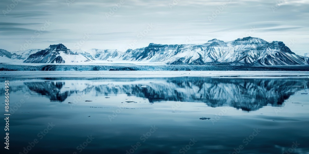 Serene Snow-Capped Mountain Reflections on a Lake. Generative ai Serene Snow-Capped Mountain Reflections on a Lake. Generative ai