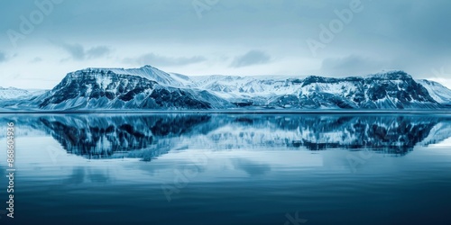 Serene Snow-Capped Mountain Reflections on a Lake. Generative ai