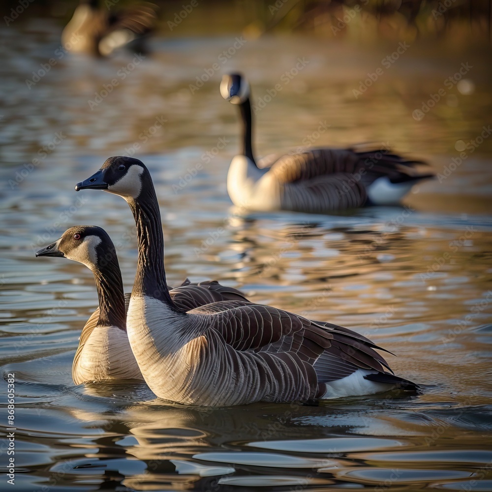 Geese in the lagoon. swiming in a lake Geese in the lagoon. swiming in a lake