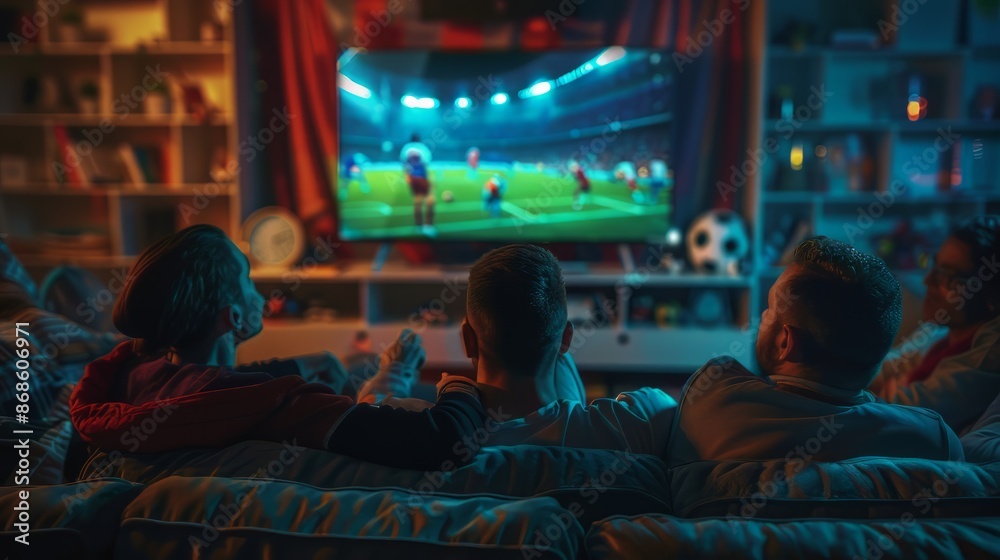 Friends Enjoying a Game of Soccer on TV Friends Enjoying a Game of Soccer on TV