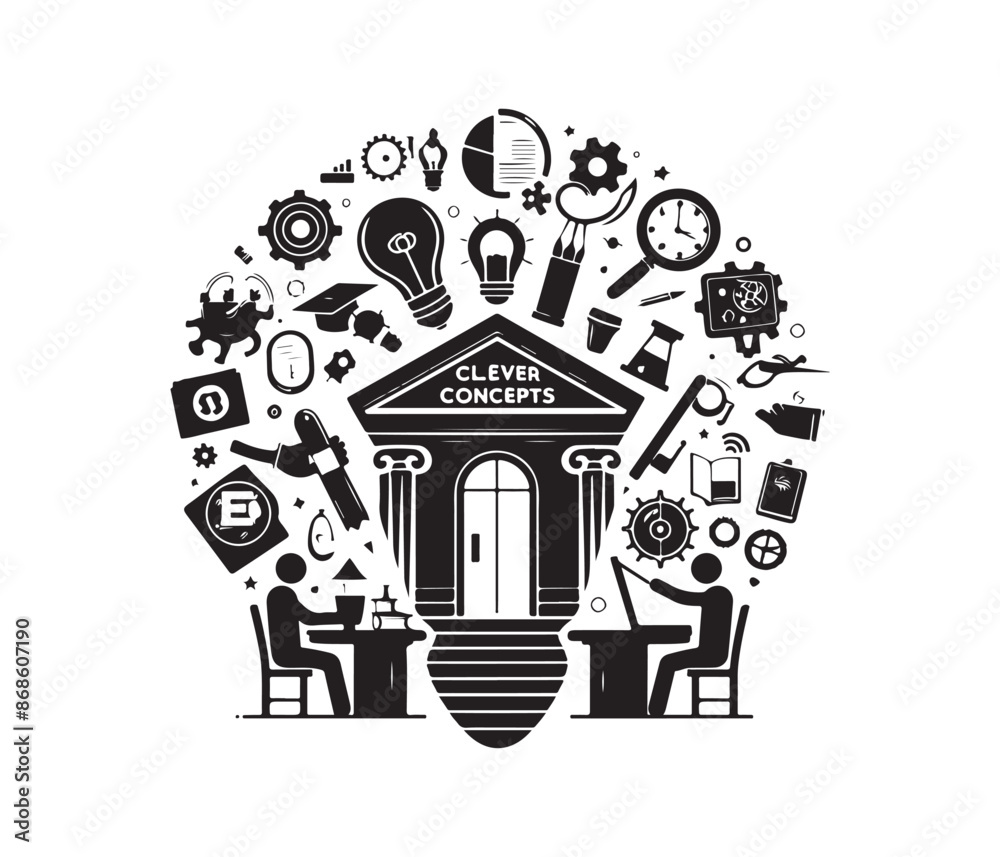 Fototapeta premium Clever Concepts vector art graphic resources silhouette vector style, white background