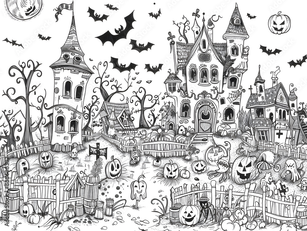 Halloween, Colouring in Page Halloween, Colouring in Page