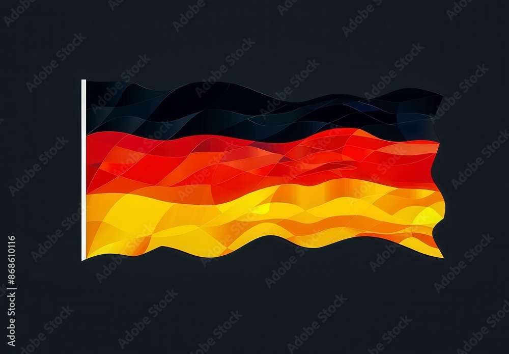 A German flag with a black, red, and yellow stripe A German flag with a black, red, and yellow stripe