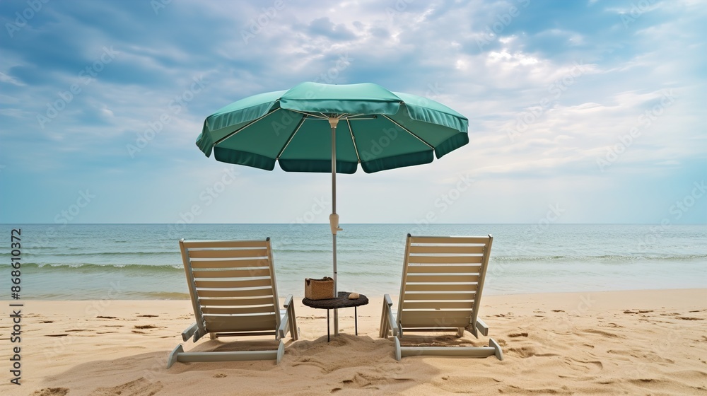 Obraz premium lounge chairs on the beach