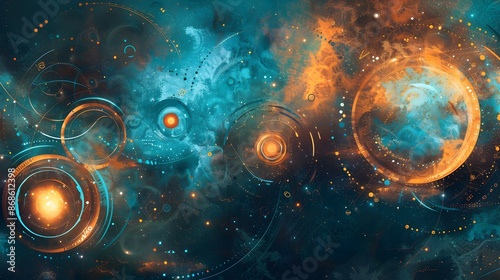 Astrology-Themed Celestial Tapestry with Zodiac Signs and Cosmic Patterns