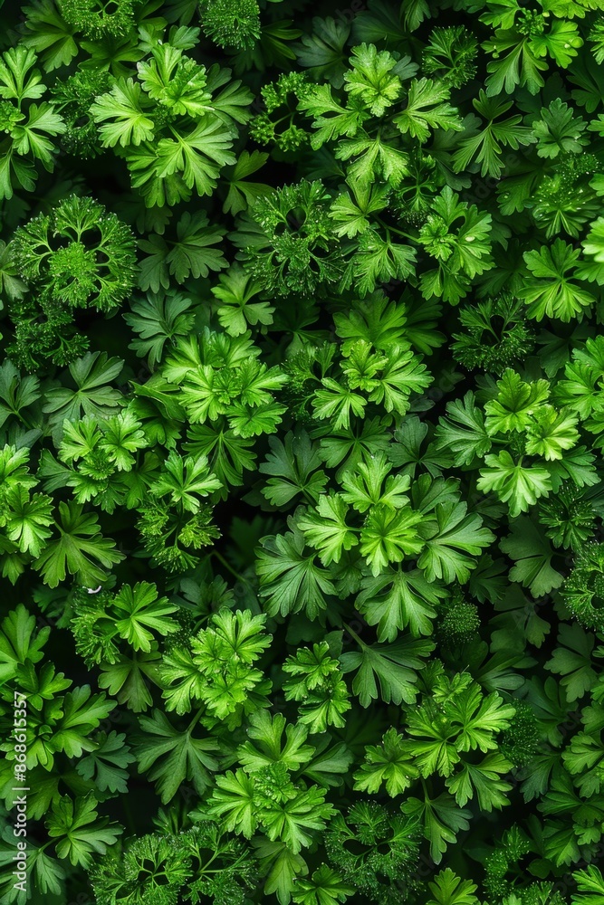 Green parsley texture background, petroselinum crispum leaves pattern, fresh herbal leaves banner Green parsley texture background, petroselinum crispum leaves pattern, fresh herbal leaves banner