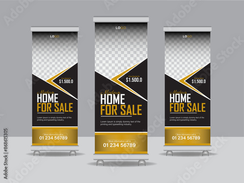  Real estate home sale roll up banner template, with creative design and creative layout