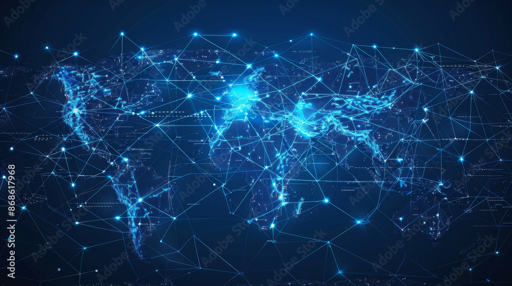 Digital map of the world with global network connections and data transfer, global business concept background Digital map of the world with global network connections and data transfer, global business concept background