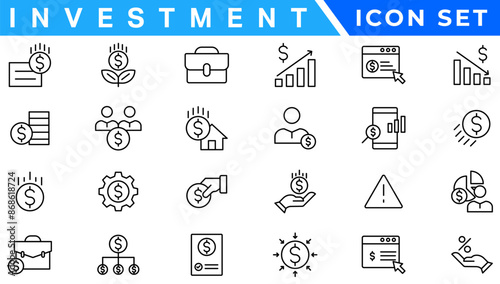 Set of line icons related to accounting, audit, and taxes. Outline icon collection. Businesssymbols.Income set. Containing money, tax, earnings, payment,paycheck, work, pension, and wages icons.