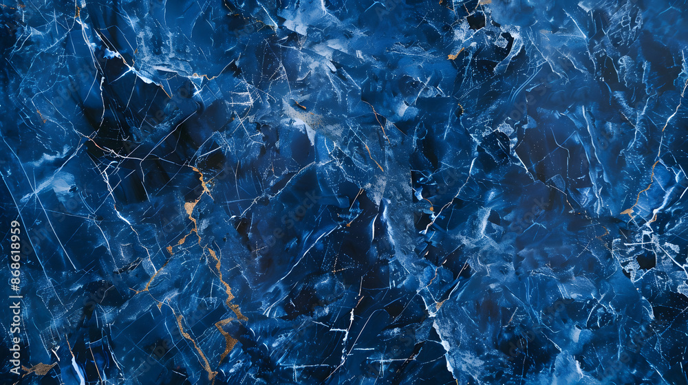 Royal blue marble texture with golden veinings