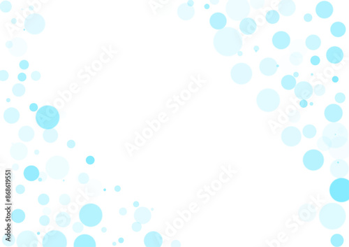 White abstract background decorated with blue circles of various sizes. Create space for inserting text, charts, and images that can be used in presentations.