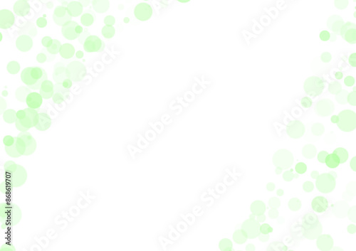 White abstract background decorated with small pastel green circles. Create a centered space for text, words, and sentences for advertising and presentations.