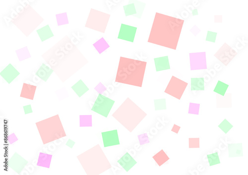 White abstract background decorated with squares of various colors and sizes used for product design. Packaging and website banners.
