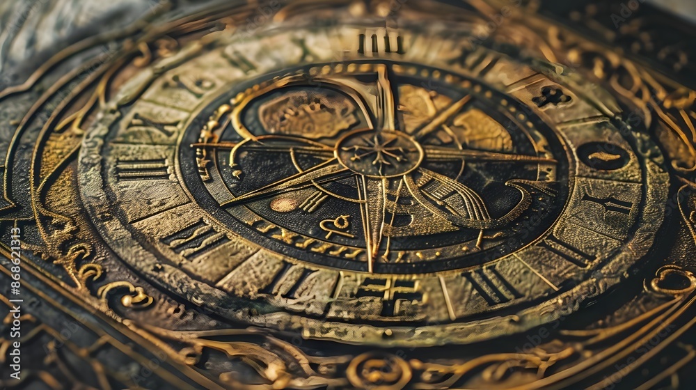 Obraz premium Cosmic-Themed Fabric Print with Zodiac Symbols and Celestial Elements