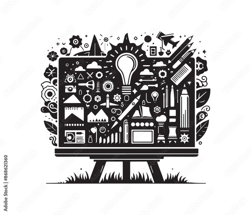Obraz premium Creative Canva vector art graphic resources silhouette vector style, white background