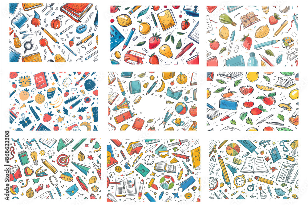 Back to school Education pattern and seamless pattern design background doodle style
Back to school Education pattern and seamless pattern design background doodle style