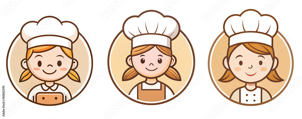 Bakery girl cartoon baker minimal design chef cooking concept isolated on white background Bakery girl cartoon baker minimal design chef cooking concept isolated on white background