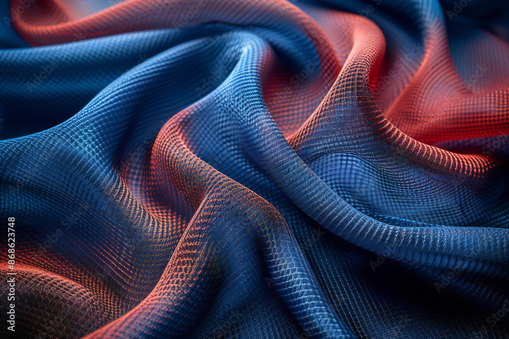 Naklejka premium Sports Fabric: Blue & Red Jersey Texture