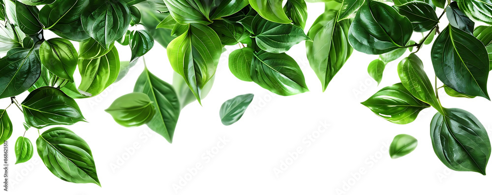 Green Leaves Falling Illustration on Black Background Green Leaves Falling Illustration on Black Background