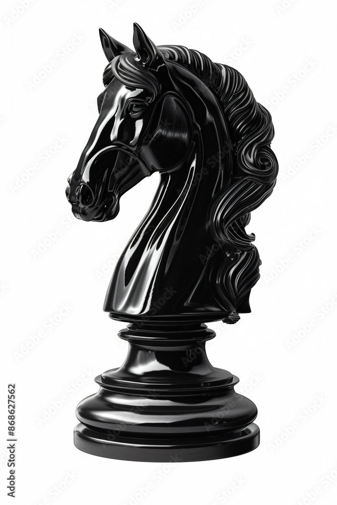 black horse as chess piece on white background black horse as chess piece on white background